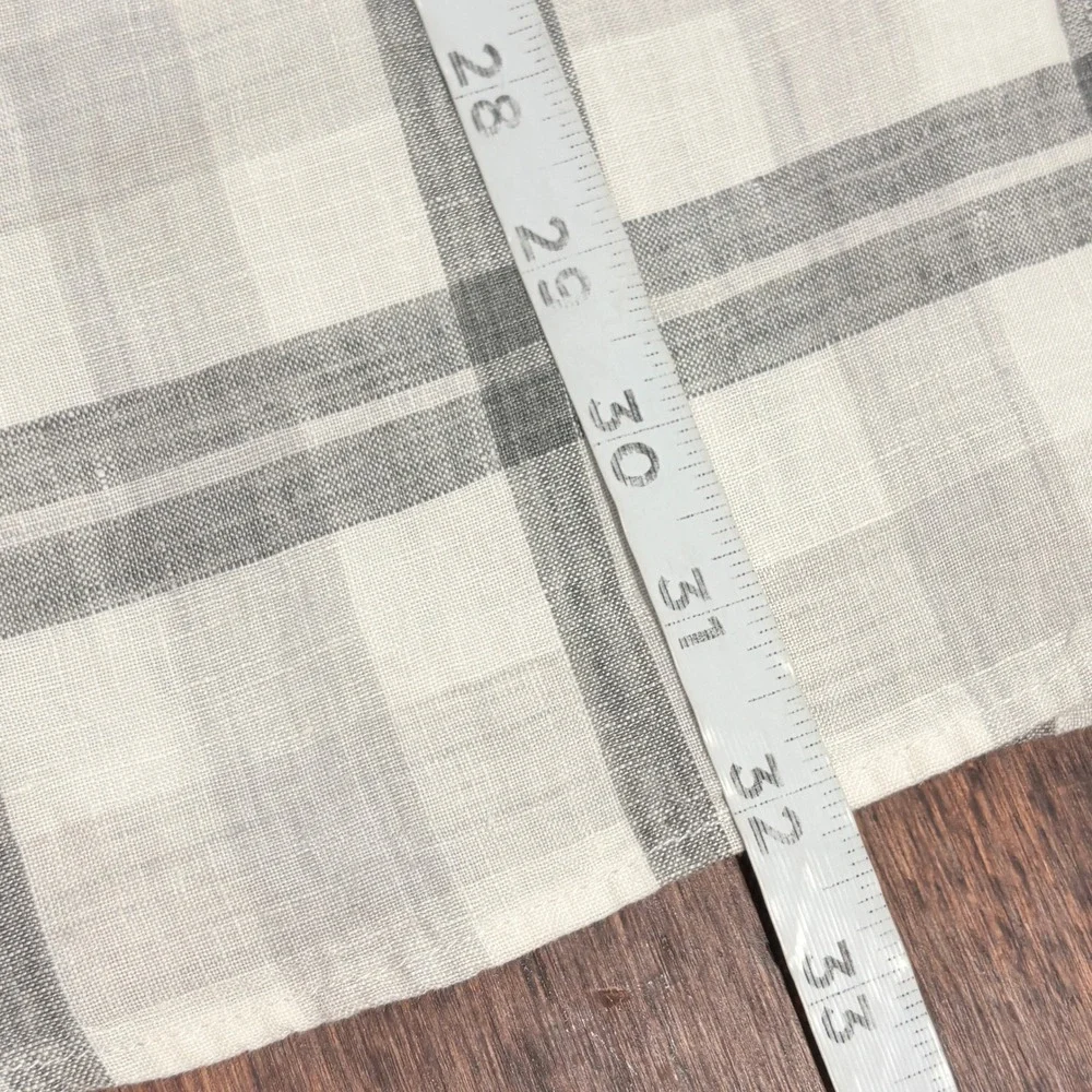 Banana Republic Men Linen Button Down Shirt Large Plaid Tailored Slim Fit Pocket